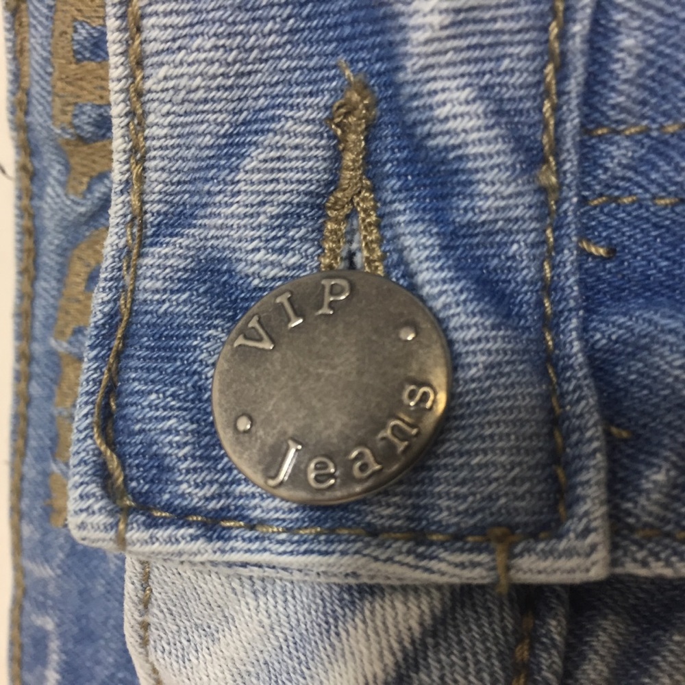 Vip Distressed Painted Patch Patched Straight Leg… - image 7
